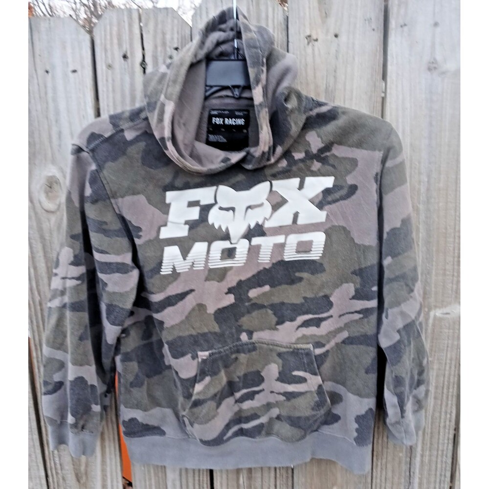 Fox Racing Moto Camouflage Print YM Boys Casual Fleece Camo Hoodie Pullover